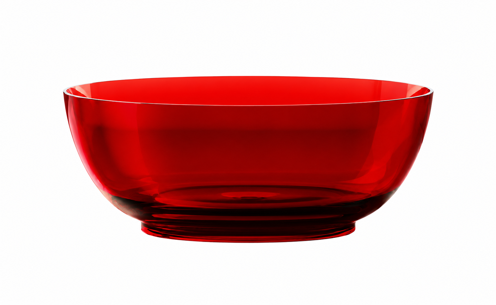 Red resin freestanding bathtub with modern transparent design