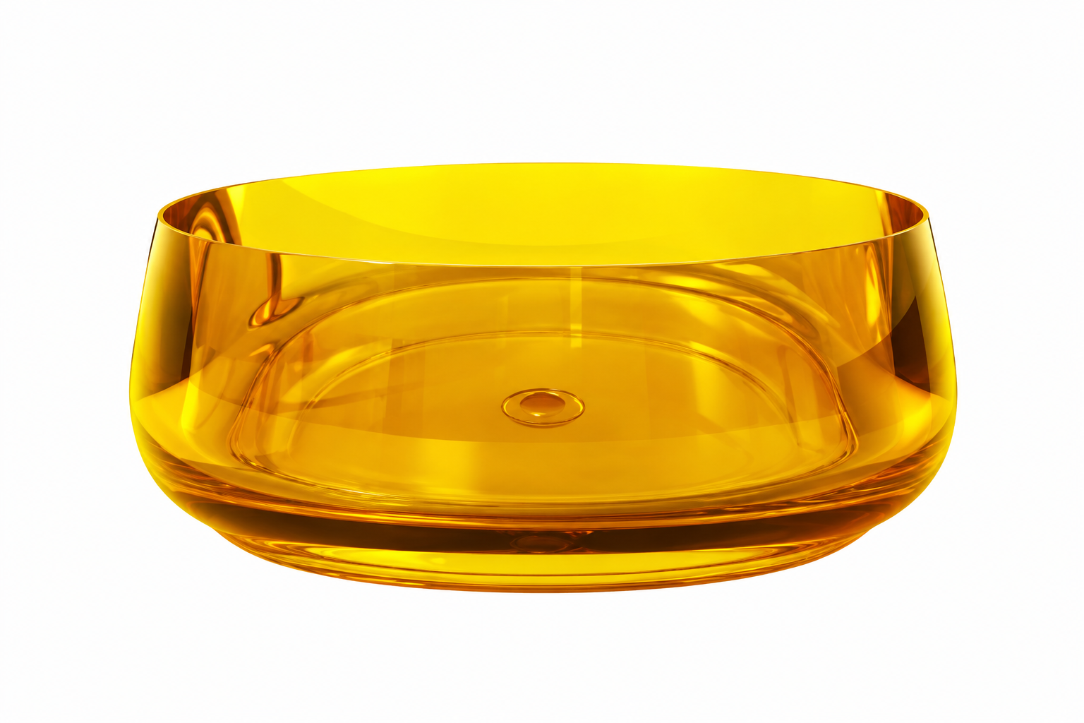Yellow resin freestanding bathtub with modern transparent design
