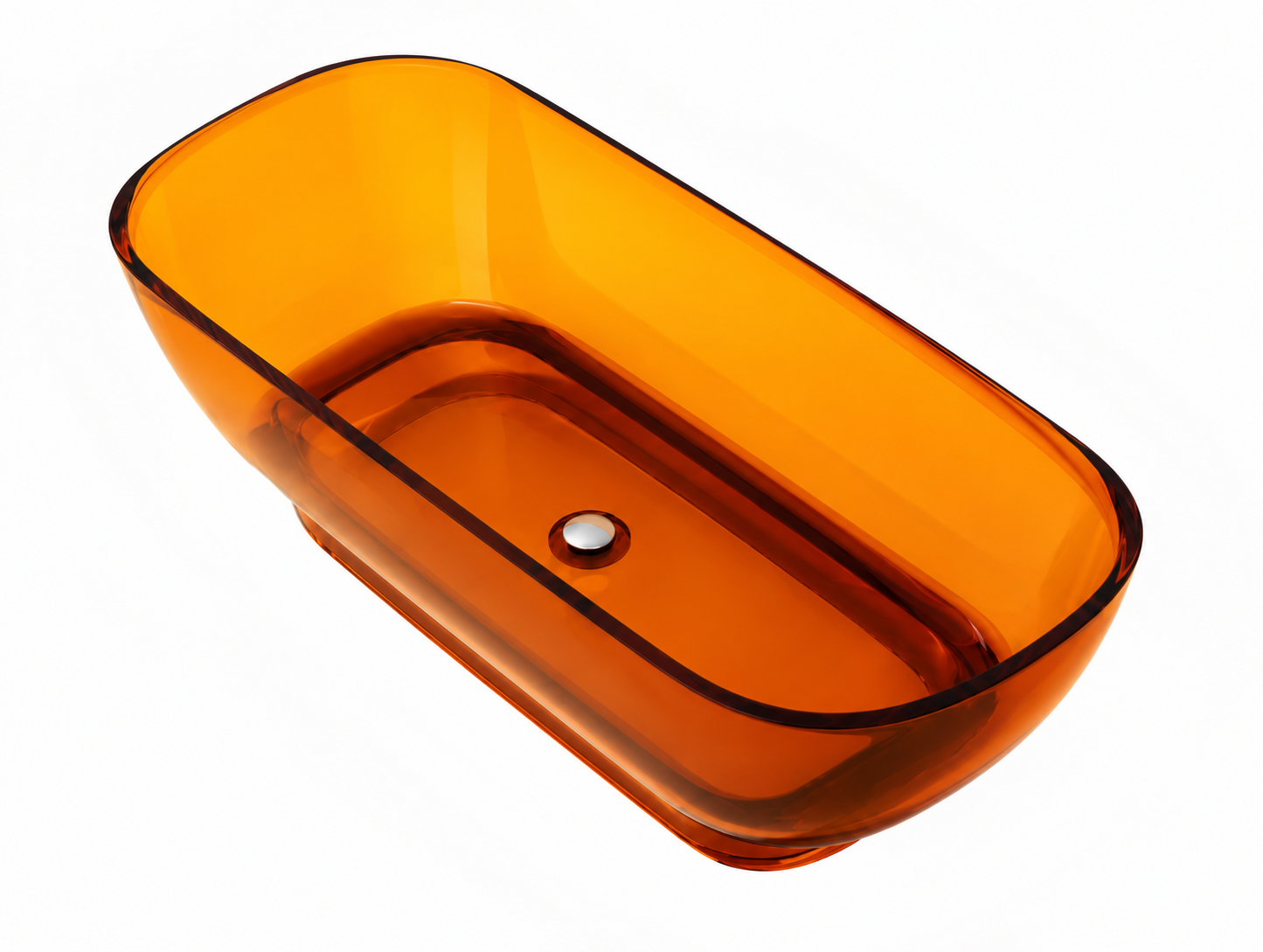 Green resin freestanding bathtub with modern transparent design